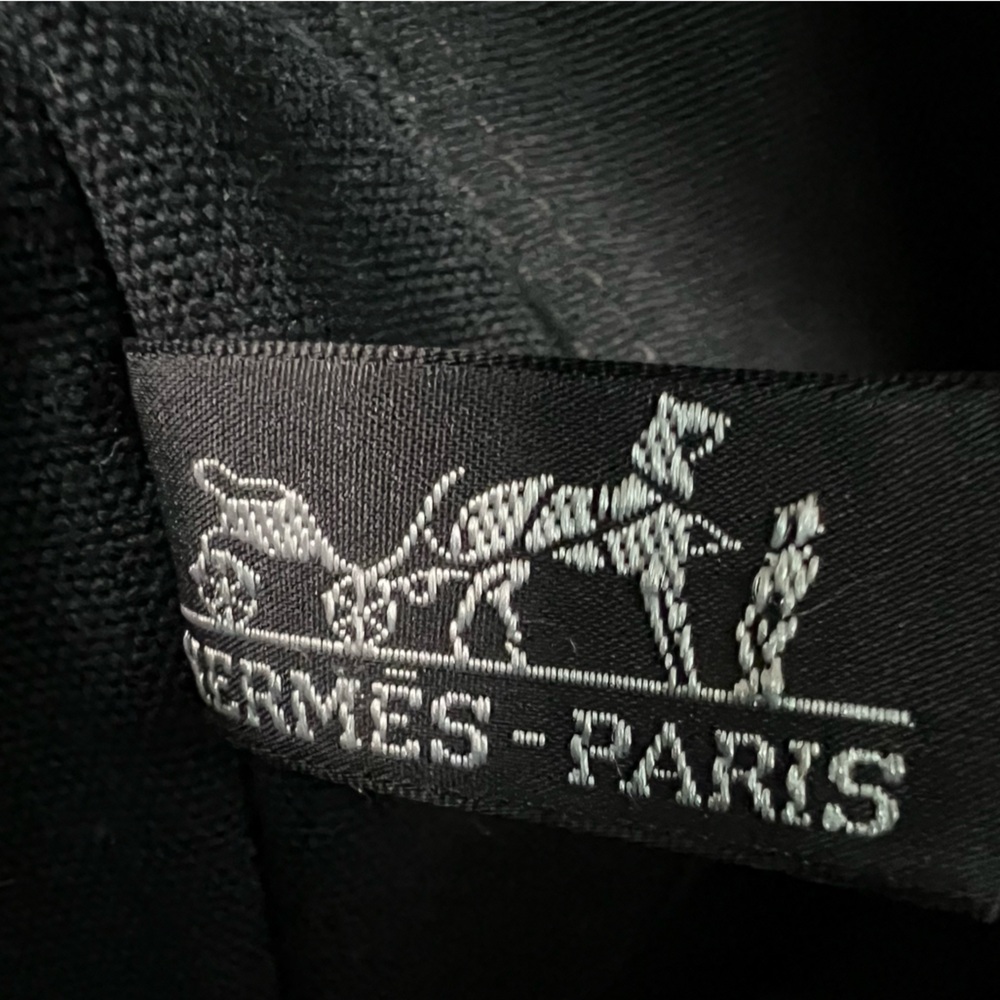 Hermes Tote Unisex Black Canvas with Black Detailing & White Stitching - Picture 10 of 15
